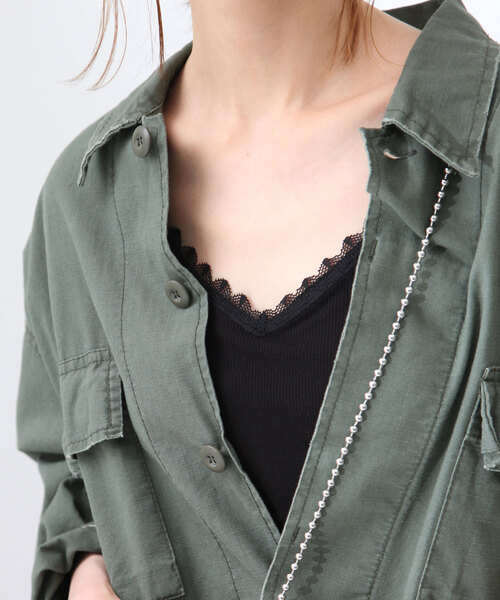 SLOBE IENA（スローブイエナ）の「パット付きレースキャミ（キャミソール・レディース・ブラック/アイボリー・FREE）」の6枚目の写真