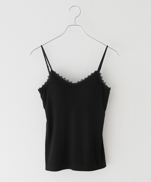 SLOBE IENA（スローブイエナ）の「パット付きレースキャミ（キャミソール・レディース・ブラック/アイボリー・FREE）」の7枚目の写真