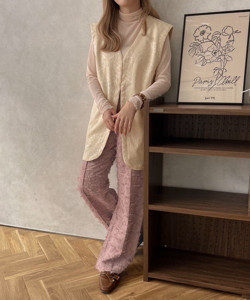 apres jour clair(アプレジュールクレア)の「【apres jour clair】オパールジャガードパンツ【ZOZOTOWN限定アイテム】(その他パンツ・レディース・ピンク/アイボリー/ブラック・SMALL/X-LARGE/MEDIUM)」の3枚目の写真