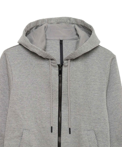 H.I.P. by SOLIDO（エイチアイピーバイソリード）の「H.I.P. by SOLIDO(エイチアイピー バイ ソリード) BLISTER JACQUARD JERSEY SLIM FIT HOODIE（パーカー・メンズ・チャコールグレー/ライトグレー・2/3/1/4）」の5枚目の写真