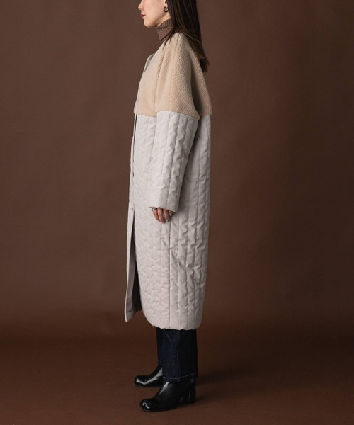 bohmal（ボマール）の「ボア切替ラインキルティングコート（ノーカラーコート・レディース・アッシュグレー/ベージュ/アイボリー・LARGE）」の20枚目の写真