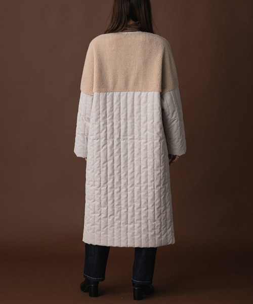 bohmal（ボマール）の「ボア切替ラインキルティングコート（ノーカラーコート・レディース・アッシュグレー/ベージュ/アイボリー・LARGE）」の21枚目の写真