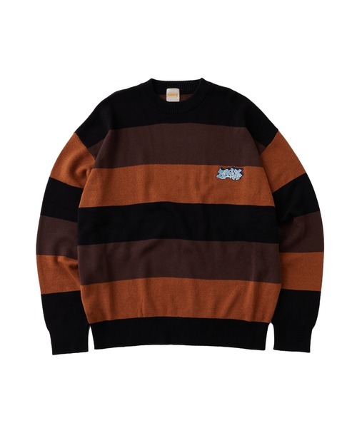 WHO'S WHO gallery（フーズフーギャラリー）の「【KOOKY'N/クーキー】BRONX FATボーダーニット（ニット/セーター・メンズ・パープル/ブラック/ブラウン/ブラック系その他・FREE）」の15枚目の写真