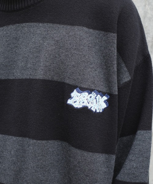 WHO'S WHO gallery（フーズフーギャラリー）の「【KOOKY'N/クーキー】BRONX FATボーダーニット（ニット/セーター・メンズ・パープル/ブラック/ブラウン/ブラック系その他・FREE）」の10枚目の写真