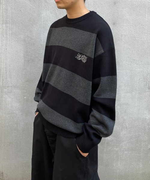 WHO'S WHO gallery（フーズフーギャラリー）の「【KOOKY'N/クーキー】BRONX FATボーダーニット（ニット/セーター・メンズ・パープル/ブラック/ブラウン/ブラック系その他・FREE）」の20枚目の写真