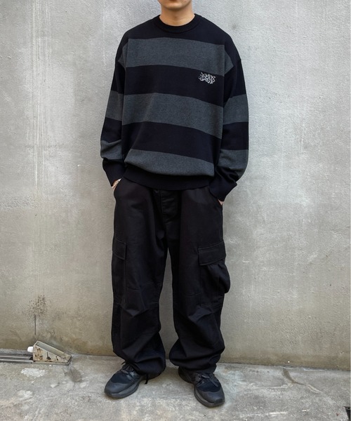 WHO'S WHO gallery（フーズフーギャラリー）の「【KOOKY'N/クーキー】BRONX FATボーダーニット（ニット/セーター・メンズ・パープル/ブラック/ブラウン/ブラック系その他・FREE）」の22枚目の写真