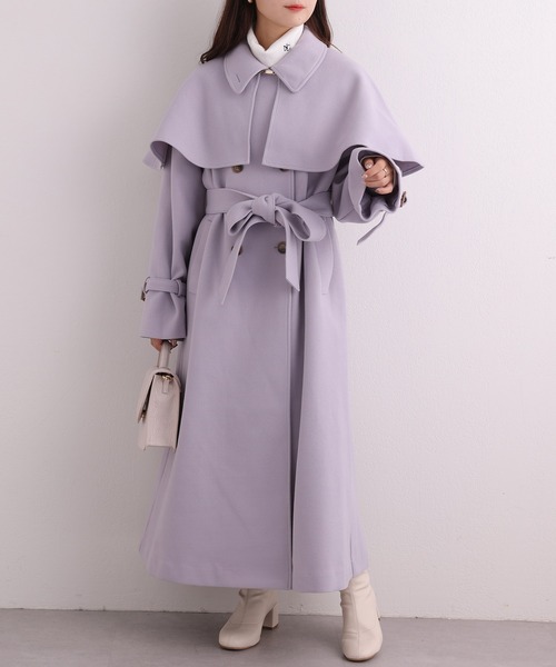 one after another NICE CLAUP（ワンアフターアナザーナイスクラップ）の「【再入荷】取り外し可能/ロングケープコート（ステンカラーコート・レディース・アイボリー/ブラック/ブルーグレー/オートミール/ブラック系その他・MEDIUM/LARGE）」の22枚目の写真