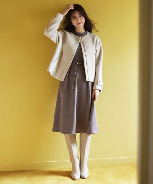 index（インデックス）の「◇グレンチェック ハイネックワンピース