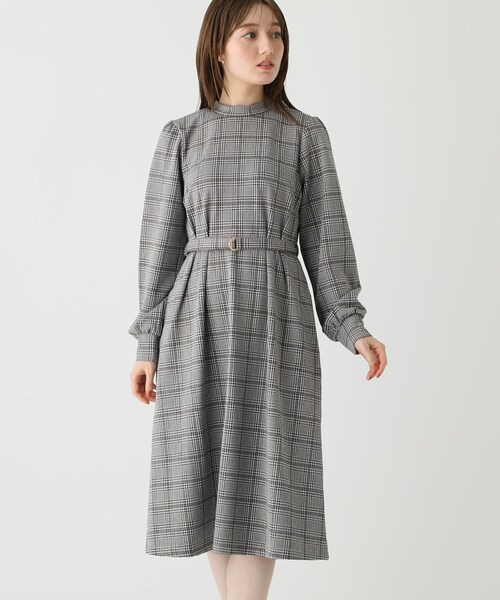 index（インデックス）の「◇グレンチェック ハイネックワンピース