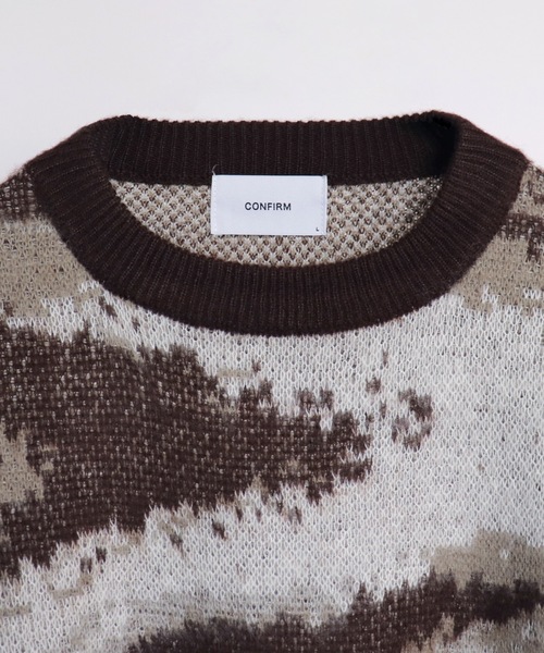 Confirm（コンファーム）の「モヘアライク ルーズシルエット グラデーション 煙柄ジャガード シャギープルオーバーニット【Confirm】（ニット/セーター・メンズ・ブラウン/グリーン/ブラック/イエロー/グレー・M/L）」の10枚目の写真