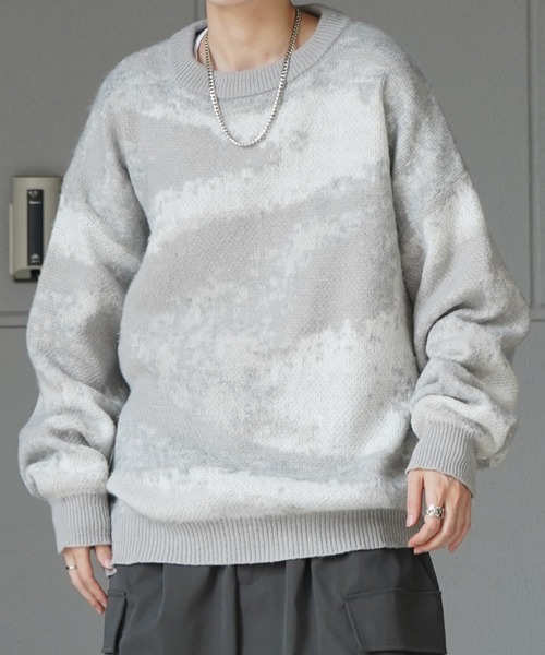 セール】24AW モヘアライク ルーズシルエット グラデーション 煙
