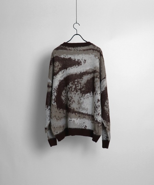 Confirm（コンファーム）の「モヘアライク ルーズシルエット グラデーション 煙柄ジャガード シャギープルオーバーニット【Confirm】（ニット/セーター・メンズ・ブラウン/グリーン/ブラック/イエロー/グレー・M/L）」の14枚目の写真
