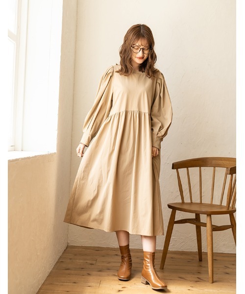 chocomee(チョコミー)の「puff sleeve one-piece/パフスリーブワンピース(ワンピース・レディース・ベージュ/ブラック・FREE)」の13枚目の写真