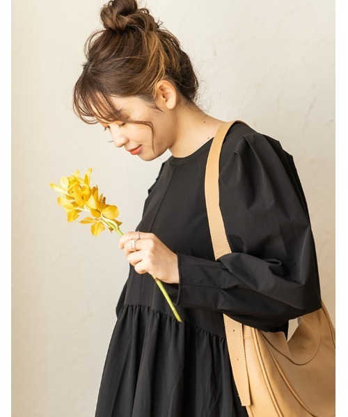 chocomee(チョコミー)の「puff sleeve one-piece/パフスリーブワンピース(ワンピース・レディース・ベージュ/ブラック・FREE)」の9枚目の写真