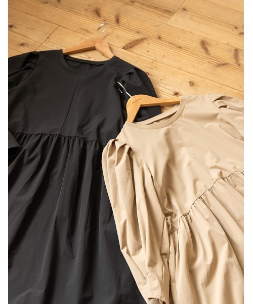 chocomee(チョコミー)の「puff sleeve one-piece/パフスリーブワンピース(ワンピース・レディース・ベージュ/ブラック・FREE)」の18枚目の写真