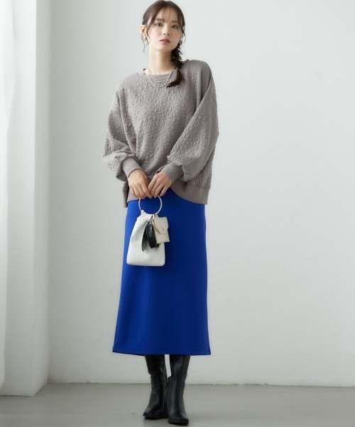 miclat（ミクラ）の「大きいサイズ　花柄キルトジャガードプルオーバー　miclat（スウェット・レディース・ネイビー/ベージュ系/ピンク・LL/3L/4L/5L/L）」の7枚目の写真