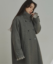 ウールタッチハイネックロングコート