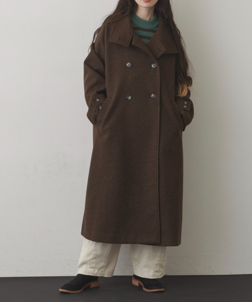 Libra Cue(リブラ キュー)の「ウールタッチハイネックロングコート(チェスターコート・レディース・ブラウン/グレー・FREE)」の22枚目の写真