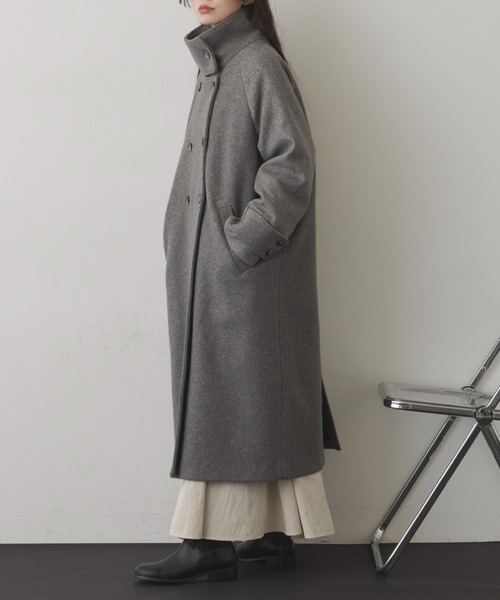 Libra Cue(リブラ キュー)の「ウールタッチハイネックロングコート(チェスターコート・レディース・ブラウン/グレー・FREE)」の21枚目の写真