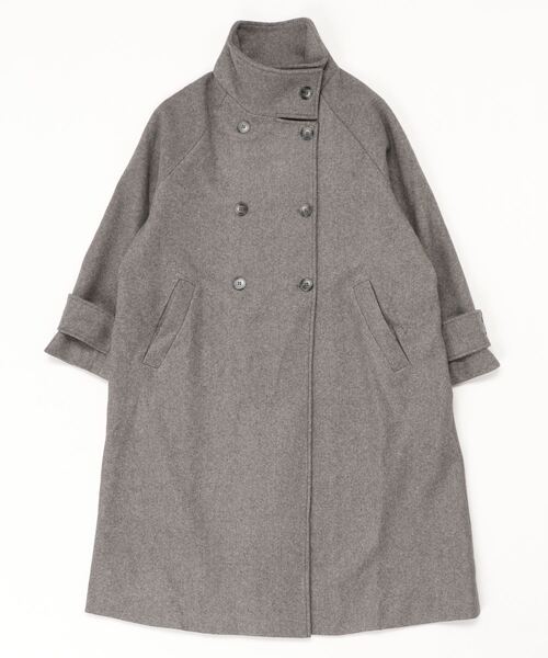Libra Cue(リブラ キュー)の「ウールタッチハイネックロングコート(チェスターコート・レディース・ブラウン/グレー・FREE)」の4枚目の写真