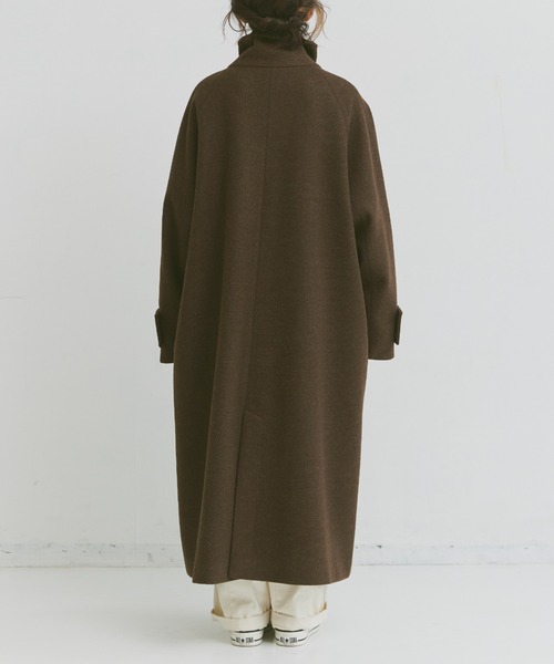 Libra Cue(リブラ キュー)の「ウールタッチハイネックロングコート(チェスターコート・レディース・ブラウン/グレー・FREE)」の5枚目の写真