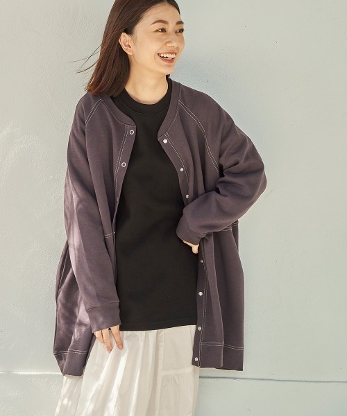 LUPILIEN(ルピリアン)の「縮絨ポンチ ラグランカーディガン(カーディガン/ボレロ・レディース・チャコールグレー/ダークグリーン/グレイッシュベージュ・FREE)」の4枚目の写真