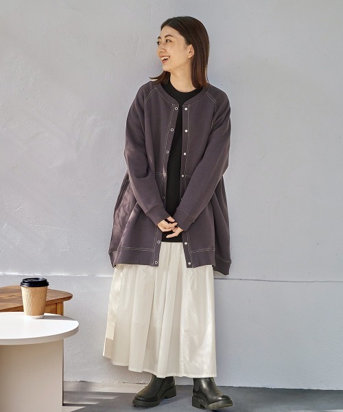 LUPILIEN(ルピリアン)の「縮絨ポンチ ラグランカーディガン(カーディガン/ボレロ・レディース・チャコールグレー/ダークグリーン/グレイッシュベージュ・FREE)」の5枚目の写真