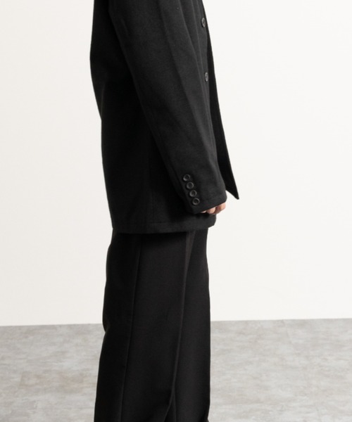 NYLAUS（ナイラス）の「メルトンウール ミディアム丈 ステンカラーコート（ステンカラーコート・メンズ・ネイビー/ブラック/チェック・L/LL/M）」の11枚目の写真