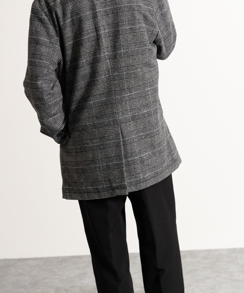 NYLAUS（ナイラス）の「メルトンウール ミディアム丈 ステンカラーコート（ステンカラーコート・メンズ・ネイビー/ブラック/チェック・L/LL/M）」の19枚目の写真