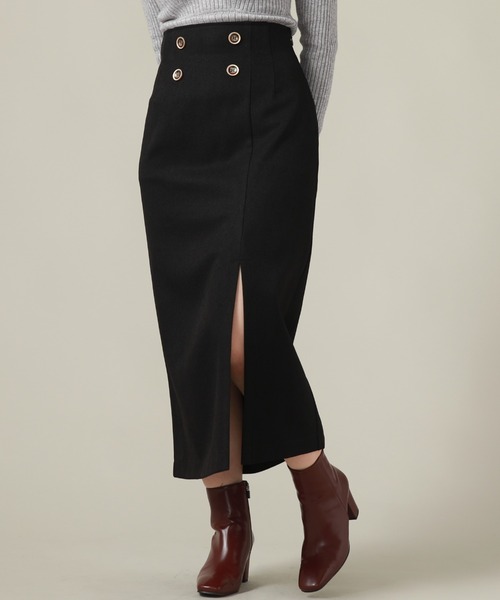 Cheek(チーク)の「フロント釦タイトスカート(スカート・レディース・ブラウン/ブラック・SMALL/MEDIUM)」の2枚目の写真