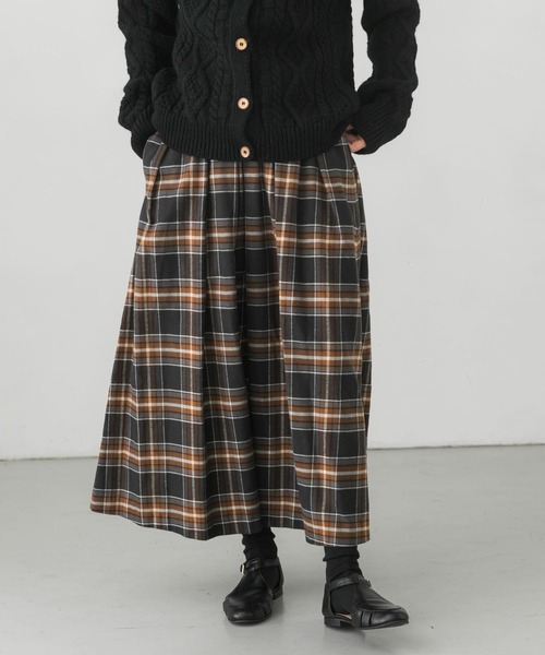 かぐれ（カグレ）の「オーガニックチェックタックスカート（スカート・レディース・ブラック/イエロー・FREE）」の4枚目の写真