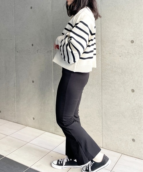 Meli rich（メリーリッチ）の「パールボタンボーダーニットカーディガン（カーディガン/ボレロ・レディース・イエロー/ブラック/アイボリー・FREE）」の18枚目の写真