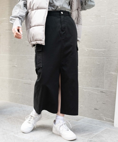 WEGO（ウィゴー）の「WEGO/ローライズカーゴロングスカート（スカート・レディース・カーキ/ブラック/ベージュ・FREE）」の6枚目の写真