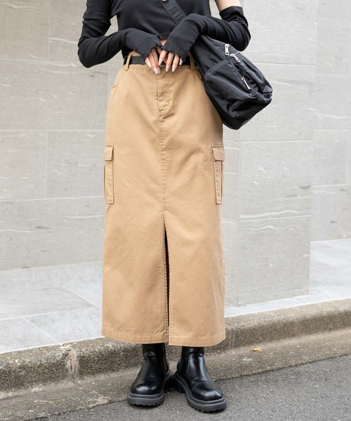 WEGO（ウィゴー）の「WEGO/ローライズカーゴロングスカート（スカート・レディース・カーキ/ブラック/ベージュ・FREE）」の11枚目の写真