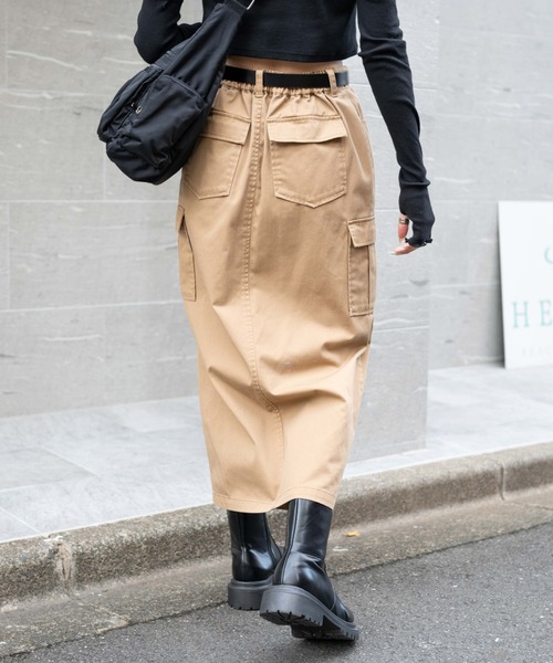 WEGO（ウィゴー）の「WEGO/ローライズカーゴロングスカート（スカート・レディース・カーキ/ブラック/ベージュ・FREE）」の13枚目の写真