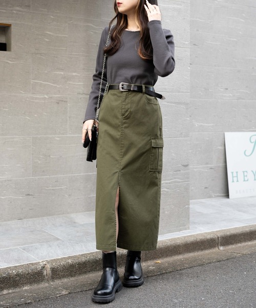 WEGO（ウィゴー）の「WEGO/ローライズカーゴロングスカート（スカート・レディース・カーキ/ブラック/ベージュ・FREE）」の20枚目の写真