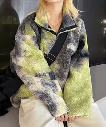 グラデーションハーフボタンボアトップス