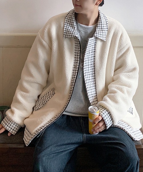 aimoha(アイモハ)の「チェック柄 ボアブルゾン(ブルゾン・メンズ・ベージュ/ブラック・XX-LARGE/LARGE/X-LARGE/MEDIUM)」の6枚目の写真