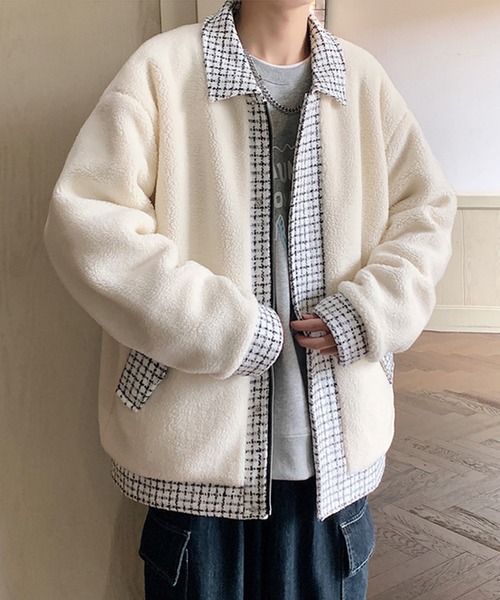 aimoha(アイモハ)の「チェック柄 ボアブルゾン(ブルゾン・メンズ・ベージュ/ブラック・XX-LARGE/LARGE/X-LARGE/MEDIUM)」の7枚目の写真