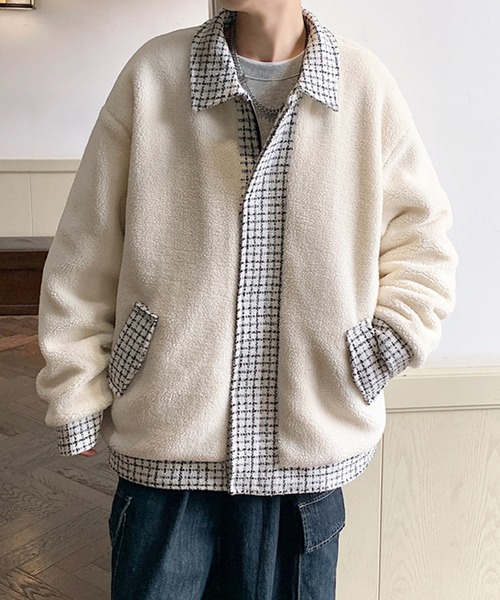 aimoha(アイモハ)の「チェック柄 ボアブルゾン(ブルゾン・メンズ・ベージュ/ブラック・XX-LARGE/LARGE/X-LARGE/MEDIUM)」の8枚目の写真