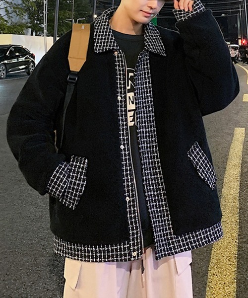 aimoha(アイモハ)の「チェック柄 ボアブルゾン(ブルゾン・メンズ・ベージュ/ブラック・XX-LARGE/LARGE/X-LARGE/MEDIUM)」の15枚目の写真