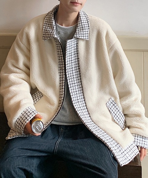 aimoha(アイモハ)の「チェック柄 ボアブルゾン(ブルゾン・メンズ・ベージュ/ブラック・XX-LARGE/LARGE/X-LARGE/MEDIUM)」の10枚目の写真