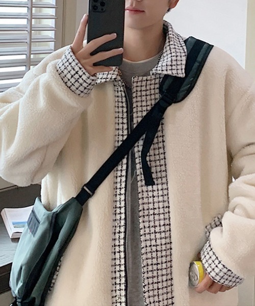 aimoha(アイモハ)の「チェック柄 ボアブルゾン(ブルゾン・メンズ・ベージュ/ブラック・XX-LARGE/LARGE/X-LARGE/MEDIUM)」の11枚目の写真