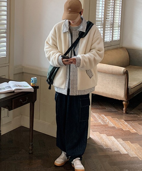 aimoha(アイモハ)の「チェック柄 ボアブルゾン(ブルゾン・メンズ・ベージュ/ブラック・XX-LARGE/LARGE/X-LARGE/MEDIUM)」の14枚目の写真