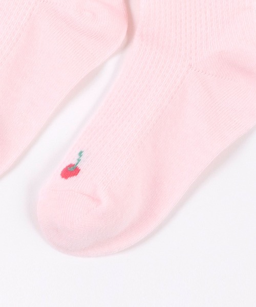 KP DECO（ケーピーデコ）の「日本製/チェリーワンポイントとボーダーリブのクルーソックス２足セット（ソックス/靴下・キッズ・サックスブルー/ピンク・14cm/16cm/18cm/20cm/22cm）」の9枚目の写真