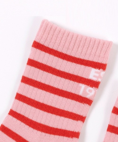 KP DECO（ケーピーデコ）の「日本製/チェリーワンポイントとボーダーリブのクルーソックス２足セット（ソックス/靴下・キッズ・サックスブルー/ピンク・14cm/16cm/18cm/20cm/22cm）」の8枚目の写真