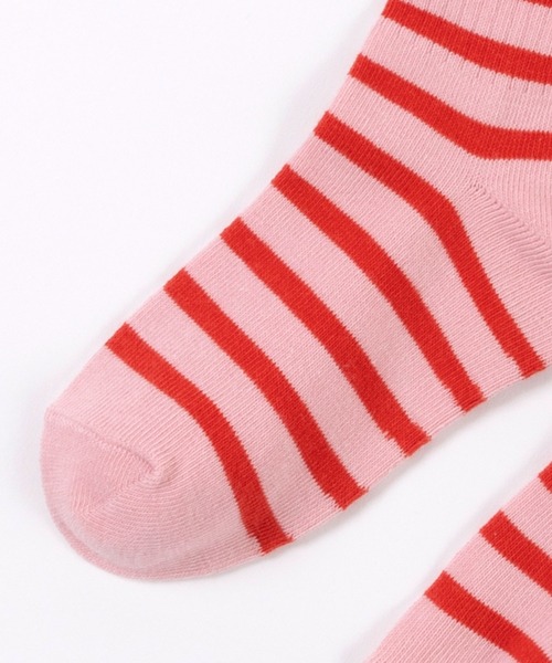 KP DECO（ケーピーデコ）の「日本製/チェリーワンポイントとボーダーリブのクルーソックス２足セット（ソックス/靴下・キッズ・サックスブルー/ピンク・14cm/16cm/18cm/20cm/22cm）」の7枚目の写真