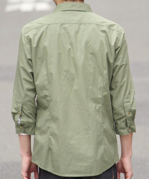 417 EDIFICE（フォーワンセブンエディフィス）の「◇ARMY モチーフ 7/Sシャツ（シャツ/ブラウス・メンズ・ベージュ/カーキ/ダークカーキ・SMALL/LARGE/MEDIUM）」の9枚目の写真