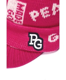 パーリーゲイツ ロゴジャガード ブリム付きニットワッチ ＜ロゴ柄＞ネイビー　帽子 パーリーゲイツ ロゴジャガード ブリム付きニットワッチ ＜ロゴ