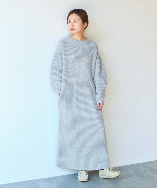IENA（イエナ）の「変形リブニットワンピース（ワンピース・レディース・ネイビー/アイボリー/サックスブルー・FREE）」の5枚目の写真